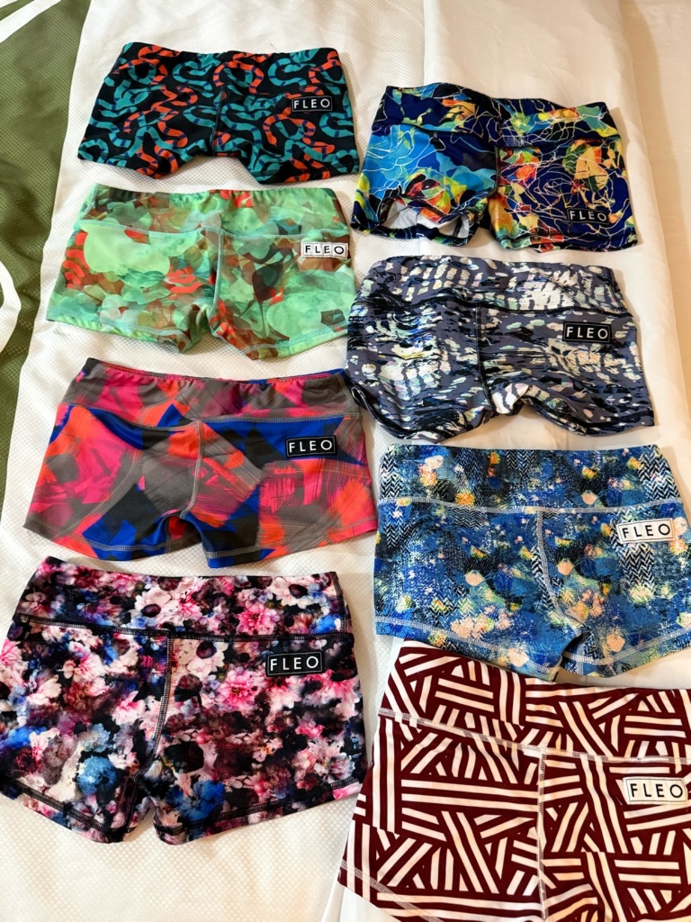 Fleo Burgundy and White Geometric Athletic Shorts